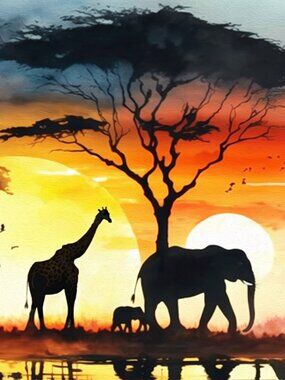 4x6 Print African Safari Majestic Sunset Landscape